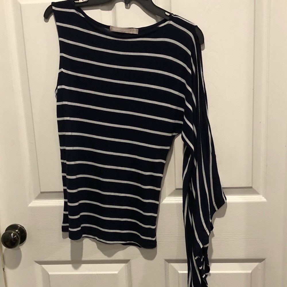 Mickey & Jenny Blue Striped Blouse Sz Med